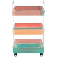 StarTech.com Table basse - Acrylique, 3 niveaux - 40×26×63 cm - Transparente - Avec roulettes - Style moderne - Assemblage requis
