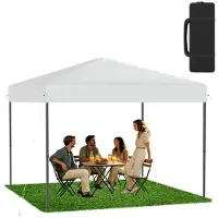 XMTECH Tente pliante Pop-Up Pavillon 3x3 m, imperméable et protection UV, montage rapide à un seul bouton, hauteur réglable sur 3 niveaux, blanc (sans parois latérales)