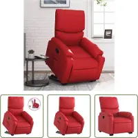 The Living Store Fauteuil relax avec releveur Rouge Similicuir