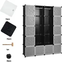 VINGO 20 cubes armoire système d'étagères penderie penderie en plastique noir DIY facile à monter penderie ouverte pour livres jouets serviettes