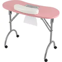 StarTech.com Table de manucure / table à ongles - Mobilier de salon - Pliable - Avec roulettes - Aspirateur intégré - Sac de transport - Structure métallique - Rose