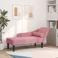 Prolenta Maison Exclusive - Fauteuil long avec coussin, en velours rose