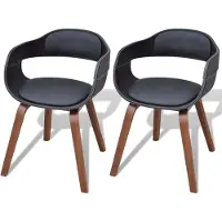 Syfax Chaises à manger lot de 2 noir bois courbé et similicuir