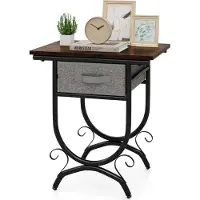 Northix Table de chevet industrielle avec tiroir en tissu - Structure en métal, 48 x 35 x 53 cm