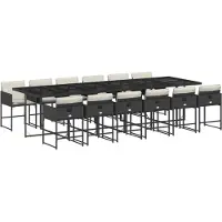 vidaXL Ensemble de jardin 13 pièces avec coussins Noir Poly Rattan