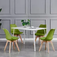 Mcc Chaise de salle à manger rétro EVA, rembourrée, similicuir, chaise design, cuisine, salon, lot de 4 en vert