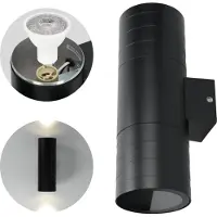 KOBI Applique extérieure Applique QUERK 5 bidirectionnelle ronde noire étanche GU10 pour le jardin, la façade