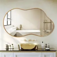 StarTech.com Miroir mural - Forme nuage - Asymétrique - Grossissant - 20 cm - Pour salle de bain - Fixation murale - Doré