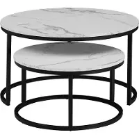 OEM Table basse texture marbre, design 2 en 1, support métallique, 60 cm
