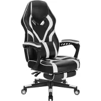 Merkloos Gamestoel - Blanc - Ergonomique - Avec repose-pieds - Réglable - Chaise de jeu