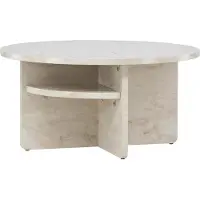 Furnlux Classic FURNLUX Table basse Alesund Beige 85cm / Hauptfarbe : Beige / Dimensions : 85 x 85 x 42 cm