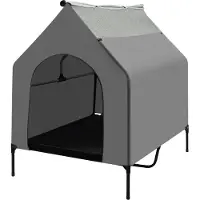 StarTech.com Lit surélevé pour chien - Niche pour extérieur - Couvercle amovible - Pour chiens - Gris