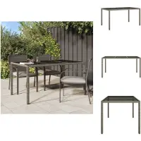 vidaXL Table de jardin 150x90x75 cm verre dur et poly rotin gris - Tables de jardin