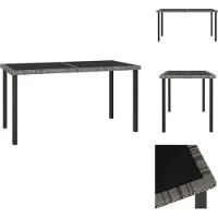 vidaXL Table de jardin Gris 140x70x73 cm Poly Rotin - Tables de jardin