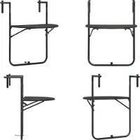 vidaXL Table de balcon suspendue Marron 60x64x83,5 cm plastique aspect rotin - Table de balcon - Tables de balcon - Table d'extérieur