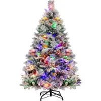 Northix Sapin de Noël artificiel de 136 cm avec neige et 8 modes d'éclairage