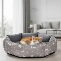 Mucola Lit pour chat Lit pour chien Canapé pour chien rond Ø60cm Coussin pour chien Coussin réversible Lit pour animal Couche pour chat Couche pour chat Lit pour animal - Gris