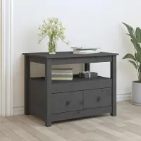Prolenta Maison Exclusive - Table basse grise 71x49x55 cm Bois massif Pin