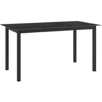 Syfax Table de jardin Noir 150x90x74 cm Aluminium et verre