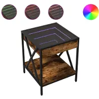 Syfax Table basse avec LED Infinity chêne fumé 40x40x49 cm
