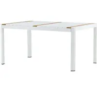 Furnlux Classic FURNLUX Table de salle à manger d'extérieur Togo Teck et Blanc 90cm / Couleur principale : Blanc / Dimensions : 90 x 150 x 75 cm