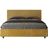 Ityhome - Lit coffre rembourré 160x190 tissu Era 06 jaune Arla