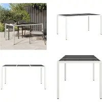 vidaXL Table de jardin 150x90x75 cm Verre trempé Poly rotin Blanc - Table de jardin - Tables - Tables