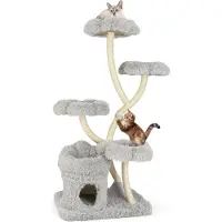 Northix Arbre à chat de 165 cm avec poteaux en sisal et 4 plateformes, gris