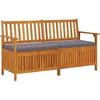 The Living Store Banc coffre avec coussin 148 cm bois massif acacia