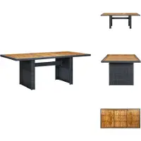 vidaXL Table de jardin gris foncé Poly rotin et bois massif d'acacia - Tables de jardin
