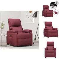 vidaXL Fauteuil Relax Electrique Tissu Rouge Vin - Fauteuil