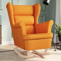 Prolenta Fauteuil à bascule, couleur jaune foncé, dimensions 74x90x102 cm, revêtement en tissu