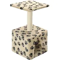 Syfax Arbre à chat avec griffoirs en sisal 55 cm Beige Motif de pattes