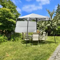Costway Pavillon de jardin Tente de réception pliante avec sac, pavillon métallique pour camping, fête, barbecue 181x181x210cm (Blanc)