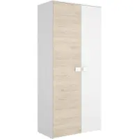 Dmora Firmin - Armoire 2 Portes, 90x202h cm Blanc, Porte-manteaux