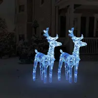 The Living Store Renne LED 2 pces bleu 80 LED acrylique
