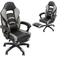 Mucola Chaise de jeu avec repose-pieds Chaise de bureau réglable en hauteur BüBraunuhl Chaise de direction siège baquet chaise pivotante - noir / gris