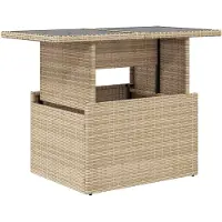 Syfax Table de jardin dessus en verre beige 100x55x73 cm poly rotin