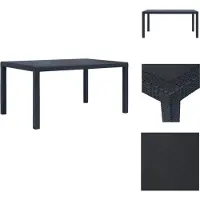 vidaXL Table de jardin Anthracite 150 x 90 x 72 cm Plastique aspect rotin - Tables de jardin