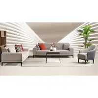 AEA Ensemble de canapé trois places fauteuil une place canapé tissu gris ensemble de canapé tissu 3+3+1