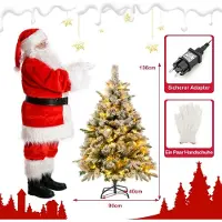 B2X Sapin de Noël artificiel de 136 cm avec neige et 150 lumières LED blanc chaud, vert