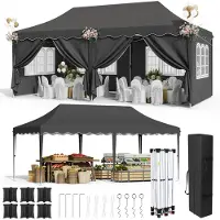 OEM Tente pavillon pop-up, imperméable, protection UV, cadre aluminium stable, noir