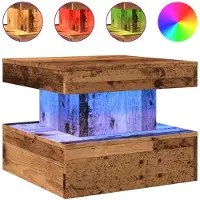 vidaXL Table basse avec lampes LED imitation vieux bois 50x50x40 cm