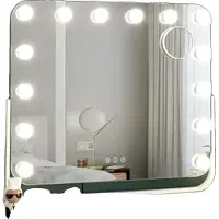OEM Miroir de maquillage, 14 lumières LED, miroir grossissant 10x, rotation 360