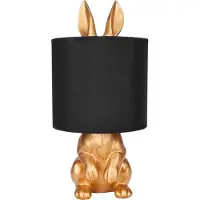 Ed Brubaker Lampe de table ou de chevet Lapin doré - Lampe de table avec pied en céramique et abat-jour en tissu - 42 cm de hauteur, Noir Or