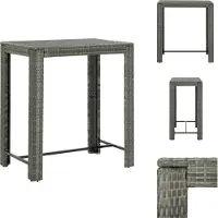 vidaXL Table de bar de jardin Gris 100x60,5x110,5 cm Poly rotin - Tables de jardin