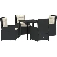 Syfax Ensemble de salle à manger pour jardin 5 pcs Noir polyrotin