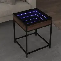 Prolenta Table basse exclusive avec éclairage LED "Infinity", finition bois chêne, dimensions : 40 x 40 x 51 cm