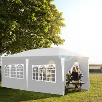 HENGDA Pavillon Tente de réception robuste - Tente événementielle de haute qualité et stabilité pour votre jardin Blanc 3x6m