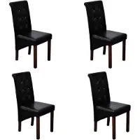 Syfax Chaises à manger lot de 4 noir similicuir